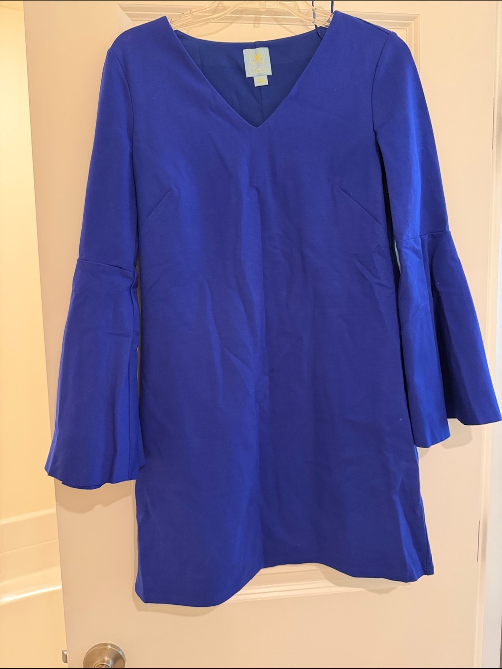 CeCe Royal Blue V-Neck Bell Sleeve Dress